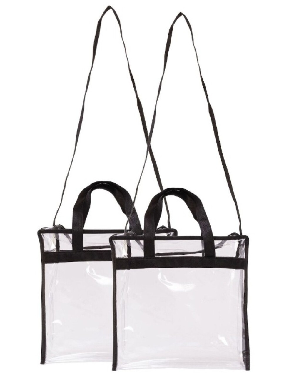One Clear Vinyl Tote Bag with Black Trim and Straps